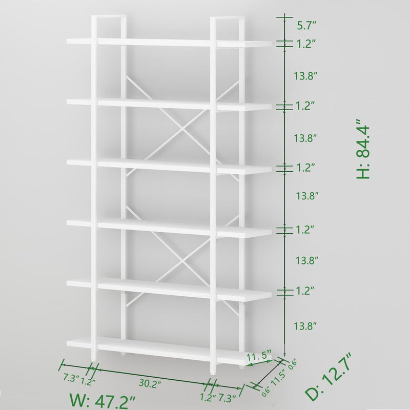 Industrial 4 Tier Bookshelf Modern Metal and Wood