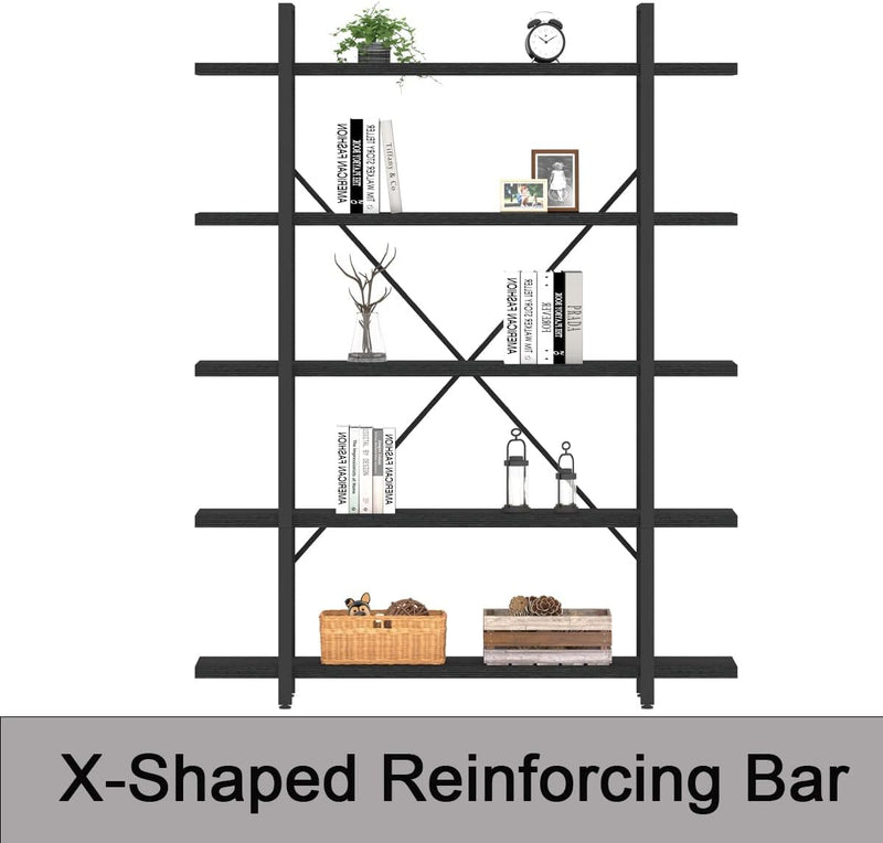 Industrial 4 Tier Bookshelf Modern Metal and Wood