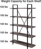 Industrial 4 Tier Bookshelf Modern Metal and Wood