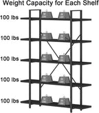 Industrial 4 Tier Bookshelf Modern Metal and Wood