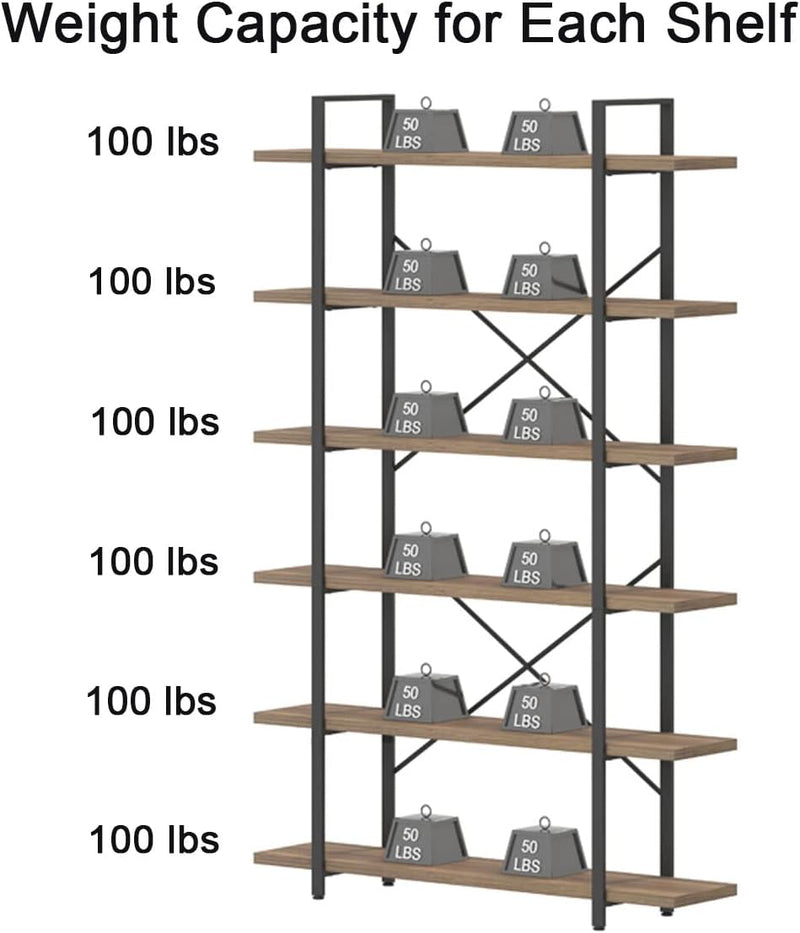 Industrial 4 Tier Bookshelf Modern Metal and Wood