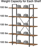 Industrial 4 Tier Bookshelf Modern Metal and Wood