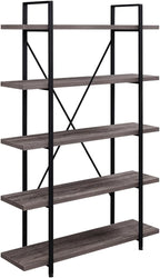 Industrial 4 Tier Bookshelf Modern Metal and Wood