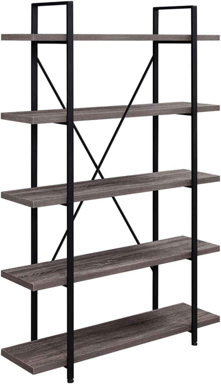 Industrial 4 Tier Bookshelf Modern Metal and Wood