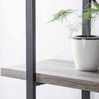 Industrial 4 Tier Bookshelf Modern Metal and Wood