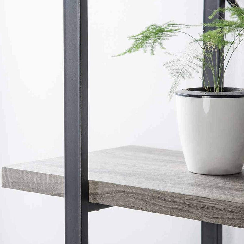 Industrial 4 Tier Bookshelf Modern Metal and Wood