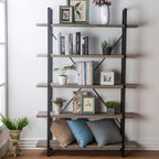 Industrial 4 Tier Bookshelf Modern Metal and Wood