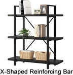 Industrial 4 Tier Bookshelf Modern Metal and Wood