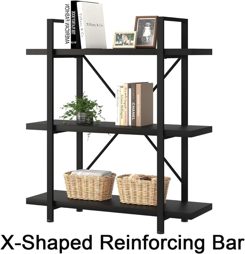 Industrial 4 Tier Bookshelf Modern Metal and Wood