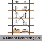 Industrial 4 Tier Bookshelf Modern Metal and Wood