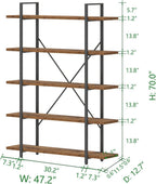 Industrial 4 Tier Bookshelf Modern Metal and Wood