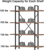 Industrial 4 Tier Bookshelf Modern Metal and Wood