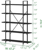 Industrial 4 Tier Bookshelf Modern Metal and Wood