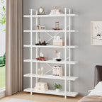 Industrial 4 Tier Bookshelf Modern Metal and Wood