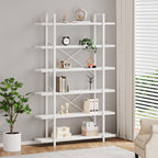 Industrial 4 Tier Bookshelf Modern Metal and Wood
