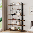 Industrial 4 Tier Bookshelf Modern Metal and Wood