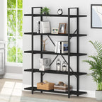 Industrial 4 Tier Bookshelf Modern Metal and Wood