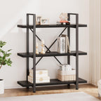 Industrial 4 Tier Bookshelf Modern Metal and Wood