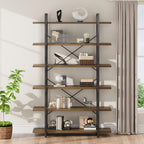 Industrial 4 Tier Bookshelf Modern Metal and Wood