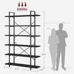 Industrial 4 Tier Bookshelf Modern Metal and Wood