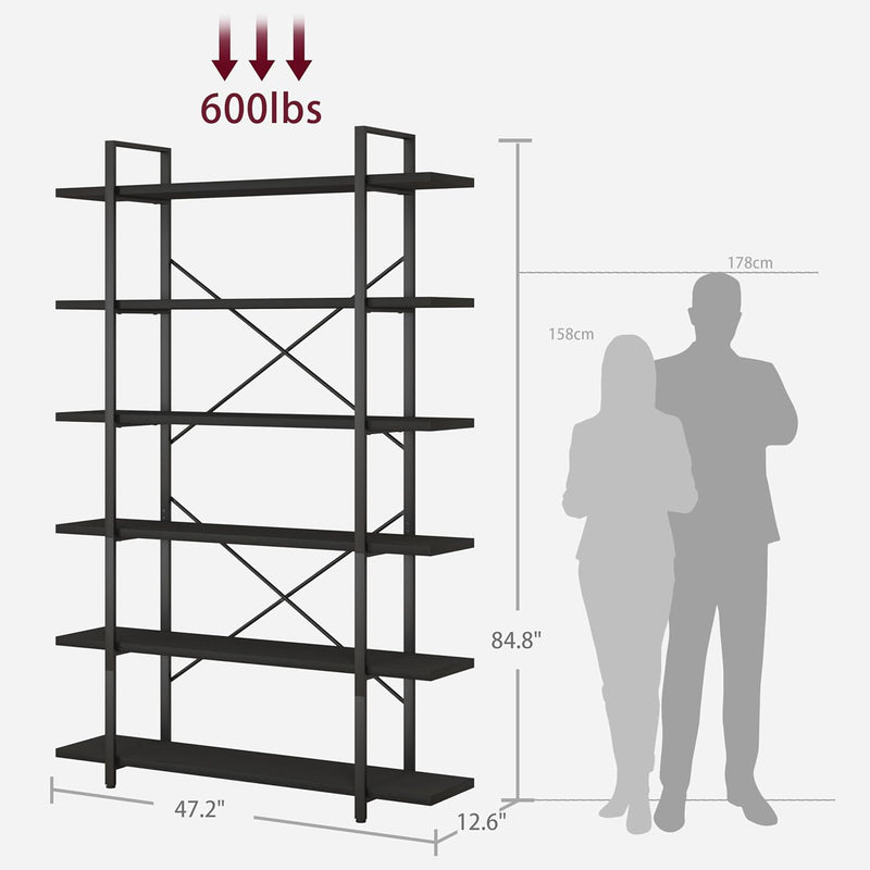 Industrial 4 Tier Bookshelf Modern Metal and Wood
