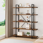 Industrial 4 Tier Bookshelf Modern Metal and Wood