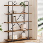 Industrial 4 Tier Bookshelf Modern Metal and Wood