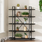 Industrial 4 Tier Bookshelf Modern Metal and Wood