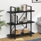Industrial 4 Tier Bookshelf Modern Metal and Wood