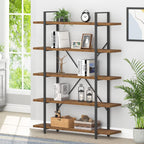 Industrial 4 Tier Bookshelf Modern Metal and Wood