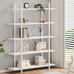 Industrial 4 Tier Bookshelf Modern Metal and Wood