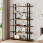Industrial 4 Tier Bookshelf Modern Metal and Wood
