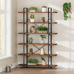 Industrial 4 Tier Bookshelf Modern Metal and Wood