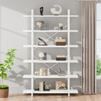 Industrial 4 Tier Bookshelf Modern Metal and Wood