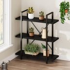 Industrial 4 Tier Bookshelf Modern Metal and Wood