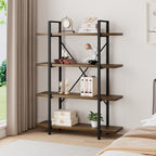 Industrial 4 Tier Bookshelf Modern Metal and Wood