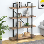Industrial 4 Tier Bookshelf Modern Metal and Wood