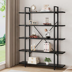 Industrial 4 Tier Bookshelf Modern Metal and Wood