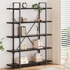 Industrial 4 Tier Bookshelf Modern Metal and Wood