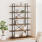 Industrial 4 Tier Bookshelf Modern Metal and Wood