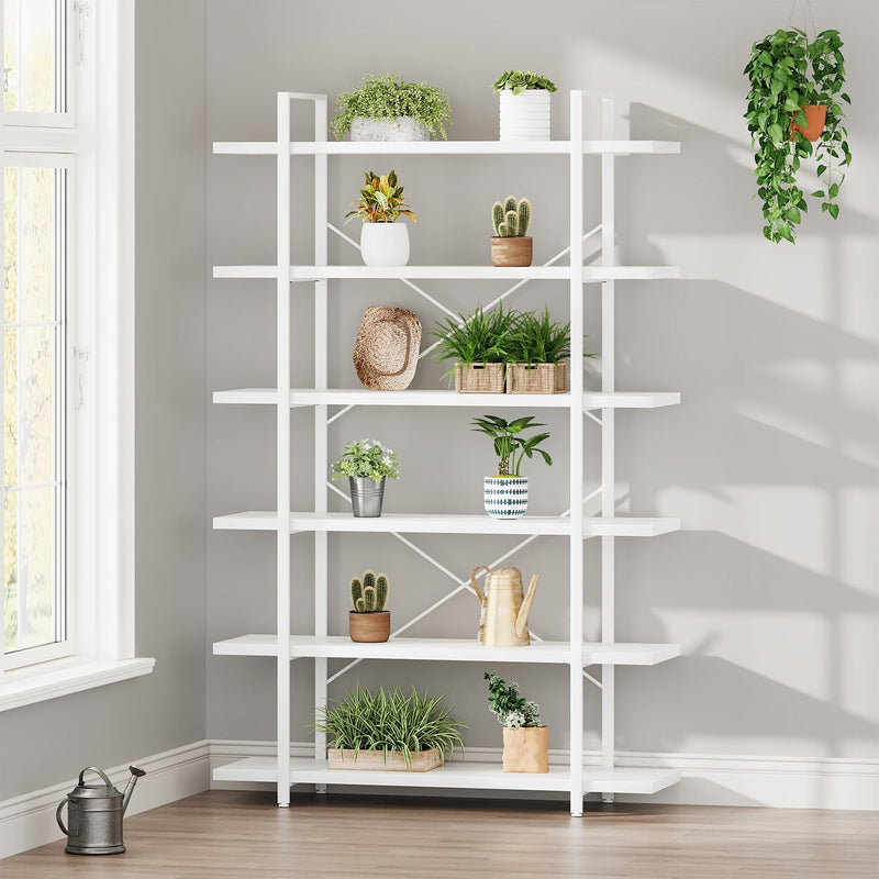Industrial 4 Tier Bookshelf Modern Metal and Wood