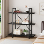 Industrial 4 Tier Bookshelf Modern Metal and Wood