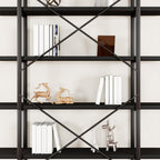 Industrial 4 Tier Bookshelf Modern Metal and Wood