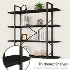 Industrial 4 Tier Bookshelf Modern Metal and Wood