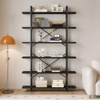 Industrial 4 Tier Bookshelf Modern Metal and Wood