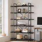Industrial 4 Tier Bookshelf Modern Metal and Wood