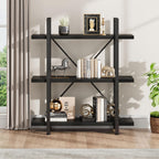 Industrial 4 Tier Bookshelf Modern Metal and Wood