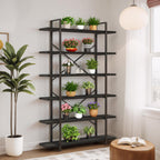 Industrial 4 Tier Bookshelf Modern Metal and Wood