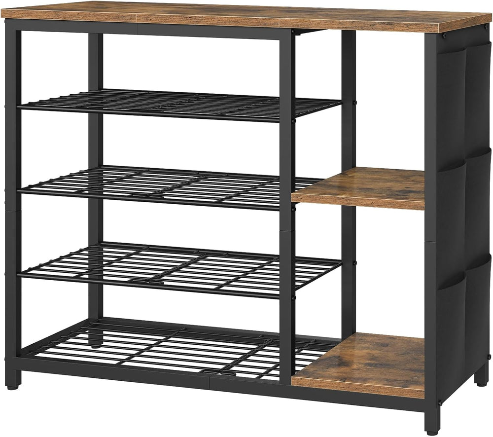 Industrial 5-Tier Shoe Rack with Side Oxford Bag