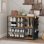 Industrial 5-Tier Shoe Rack with Side Oxford Bag